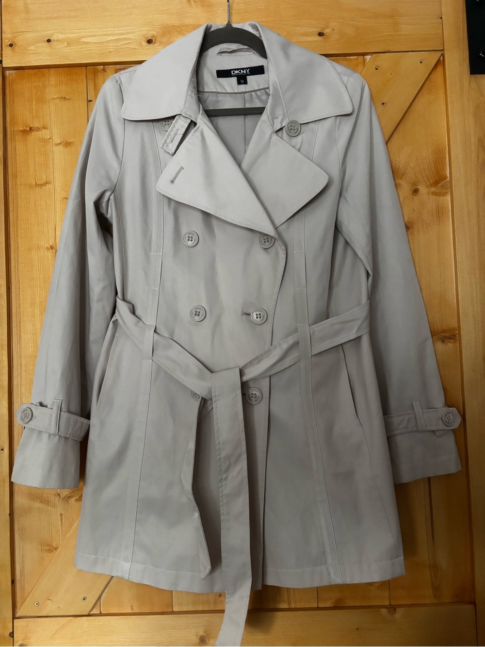 DKNY Muslin Double-Breasted Trench Coat with Belt - Size M‎ - DKNY Style 06134